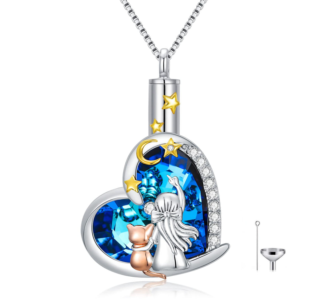 Flpruy pendentif-urne-cendres argent sterling, support discret pour mémoires animaux.