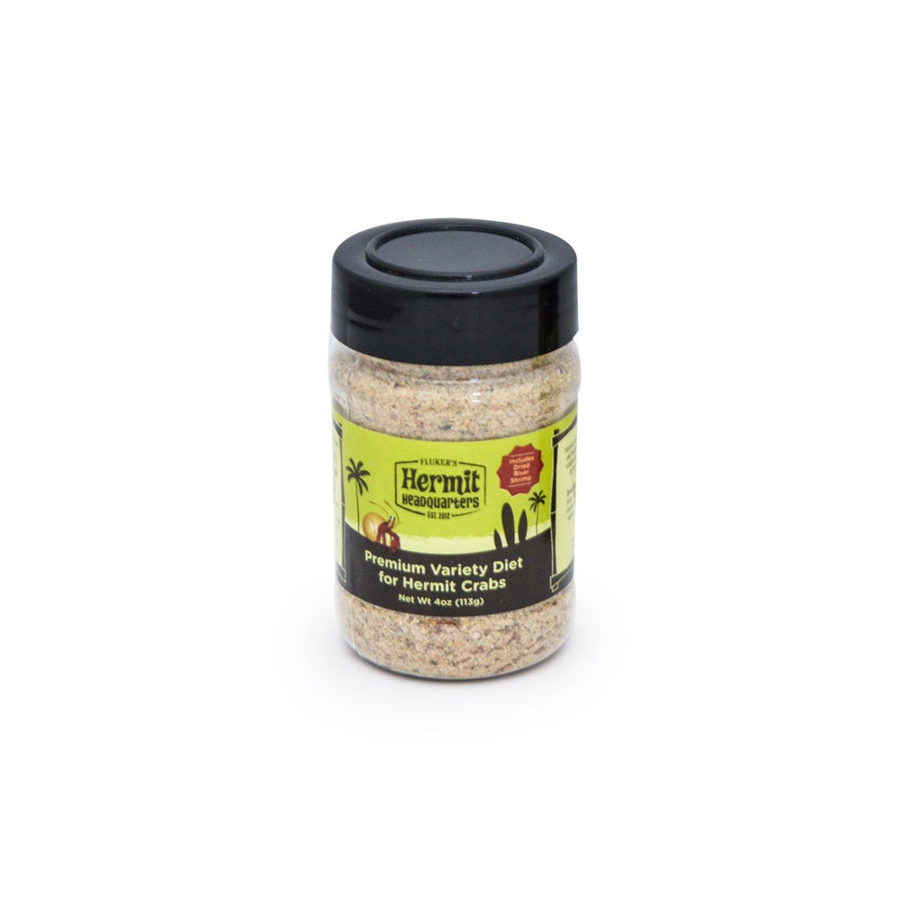 Aperçu du Fluker's Variety Diet pour crabe ermite et présentation du produit.
