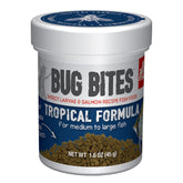 Fluval Bug Bites: granulés lents adaptés aux poissons tropicaux pour une alimentation pratique.