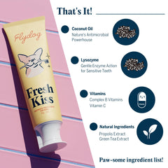 FlyDog Fresh Kiss dentifrice coco, saveur agréable pour chien enthousiaste au brossage.