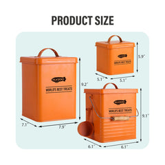 FLYZOO ensemble rangement orange, design durable et pratique pour croquettes.