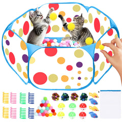 fooind-bassin-balles-chat-bleu : bac à balles pour chat bleu, stimulation active et espace de jeu sécurisé.