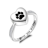 Bague urne Fookduoduo avec empreinte patte et cœur noir, mémoire portable.