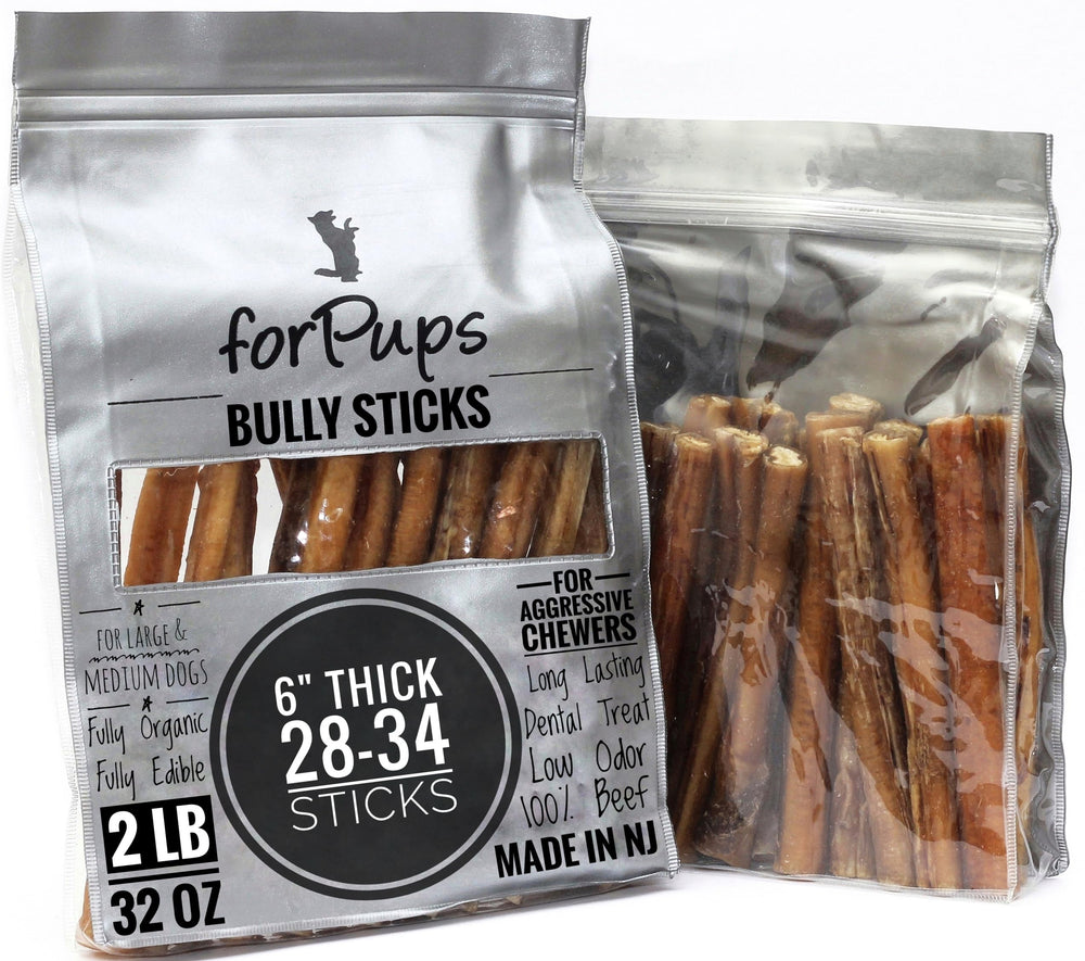 forPups Bâtonnets Bully épais 6 pouces, friandise naturelle et durable pour chiens robustes