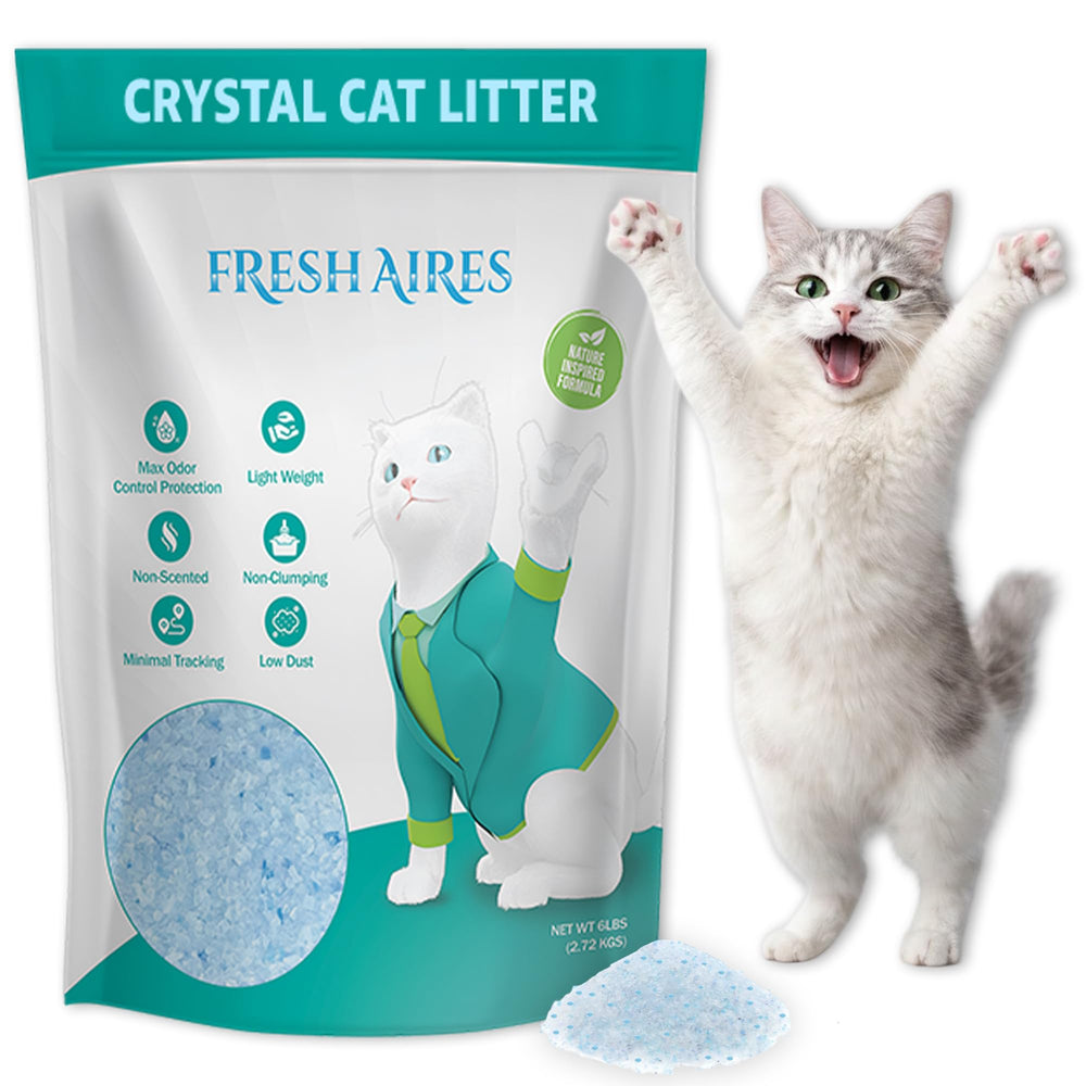 Fresh Aires Litière Cristaux Silice Sac 6 lb, pratique à stocker et verser.