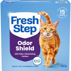 Fresh Step Litière Multi-Chat affiche controle des odeurs dans le bac