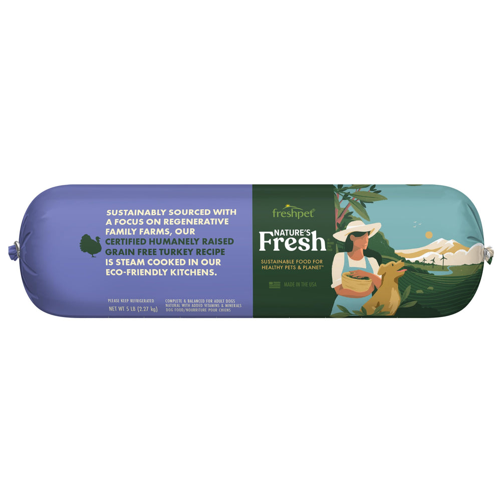 Rouleau Freshpet dinde prêt à servir, pratique pour repas quotidiens des chiens.