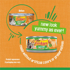 Friskies Indoor Pâté Poulet : texture soyeuse attire le regard du chat.