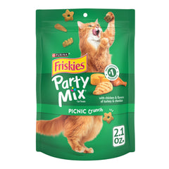 Purina Friskies Party Mix Picnic Crunch sachets poulet pour récompenser votre chat.