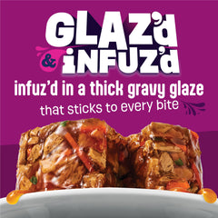 Friskies Glaz’d et Infuz’d crevettes en sauce, texture généreuse pour chats gourmands.