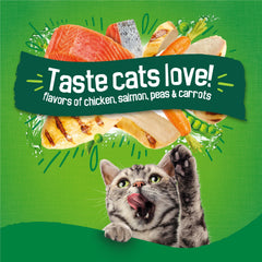 Friskies Indoor Delights croquettes legumes pois carottes – équilibre nutritionnel pour chats adultes.