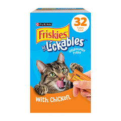 Friandise Lil’ Lickables Friskies tube poulet crèmeux, récompense pratique pour le chat.
