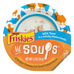 Purina Friskies Lil’ Soups thon dans bouillon de poulet, portion pratique en tasse.