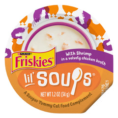 Friskies Lil’ Soups Topper au poulet et crevettes en tasse, goût savoureux et pratique