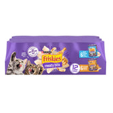 Purina Friskies Morceaux de Viande Poisson et Poulet dans sauce nappante, repas appétissant.
