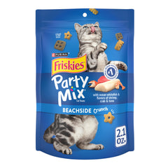 Friskies Party Mix Beachside Crunch sachet pratique, snack entre les repas du chat.