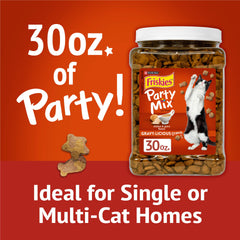 Friskies Party Mix Gravy-Licious formes croquantes attirant l’attention des chats
