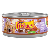Purina Friskies Pâté dinde avec sauce au jus, texture veloutée pour repas agréable.