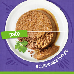 Friskies Pâte Veloute Assiette: texture lisse qui facilite l’ingestion