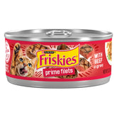 Friskies Prime Filets au bœuf en sauce, boîtes-conserve appétissantes pour chats.