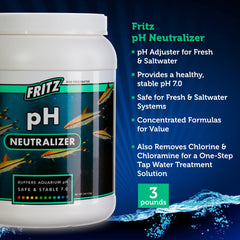 Neutraliseur pH Fritz Aquatics dans l'aquarium pour stabilité quotidienne.