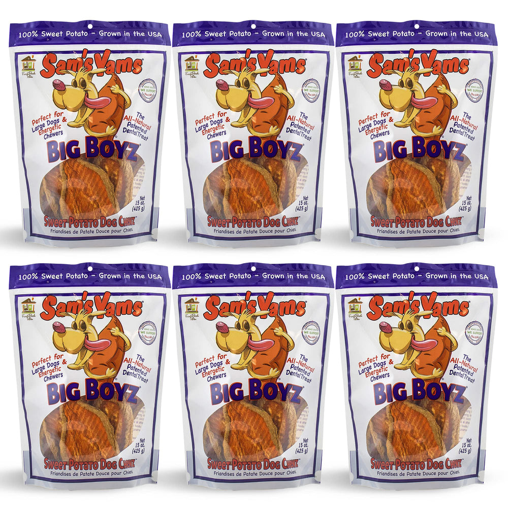 Sams Yams Big Boyz: emballage ouvert, friandise naturelle parfaite pour grands chiens en récompense