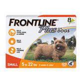 FRONTLINE Plus pour chiens, boîte orange et application facile.