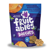 Friandise Fruitables Biggies citrouille-myrtille, régal croquant pour l'entraînement.