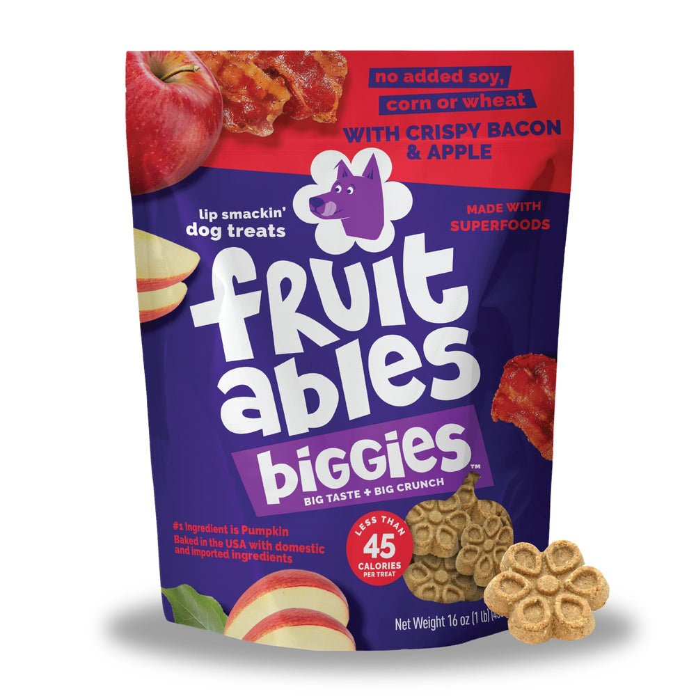 Biscuits Fruitables Biggies goût pomme et bacon croquant, récompenser l'entraînement du chien.