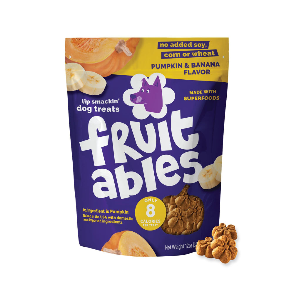Fruitables biscuits citrouille-banane pour chiens, croquants et savoureux.