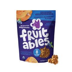 Gâterie Fruitables croustillante au potiron et bleuets, parfaite récompense pour chien.