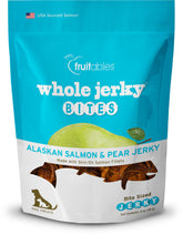 Friandises Fruitables: bouchées de viande séchée saumon d’Alaska et poire, saveur naturelle.