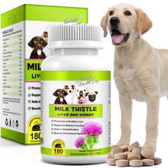 FSLHCY chardon-Marie flacon-tablettes pour chiens, soutien potentiel au foie.