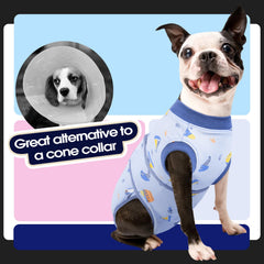 FUAMEY combinaison de récupération chien fermetures elastiques bleu enfilage facile
