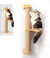 FUKUMARU poteau-griffage-en-jute mural pour chats actifs et détendus.
