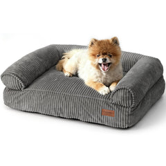 FUKUMARU Canapé-chien-velours-cotele-gris : housse chaude pour des siestes confortables