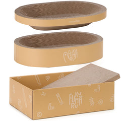 FUKUMARU chat-grattoir-carton-ovale: surface durable pour griffes et repos