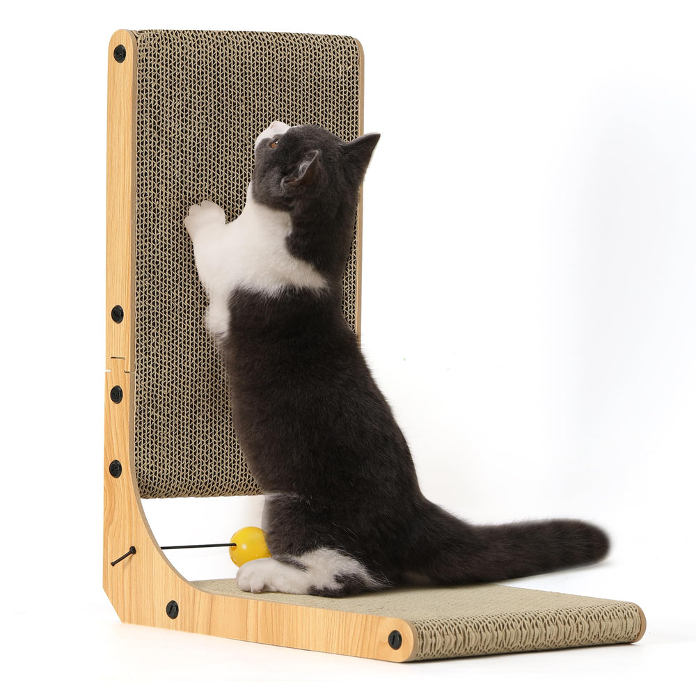 FUKUMARU griffoir chat forme-L, espace optimisé pour le griffage.