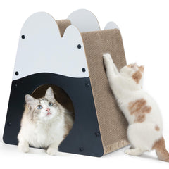 Cabane griffoir FUKUMARU avec grande ouverture facilitant l'accès du chat