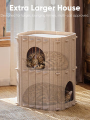 FUKUMARU espace deux niveaux, confort pour chats actifs.