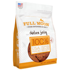 Full Moon jerky de poulet emballage 12oz, friandise pratique pour chien.
