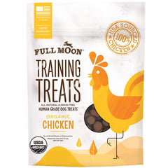 Friandises Full Moon au poulet bio, bouchée d'entraînement appétissante et naturelle.