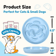 FullCharm bol lente-alimentation-chat vert, idéal pour chats gourmands et petits chiens.