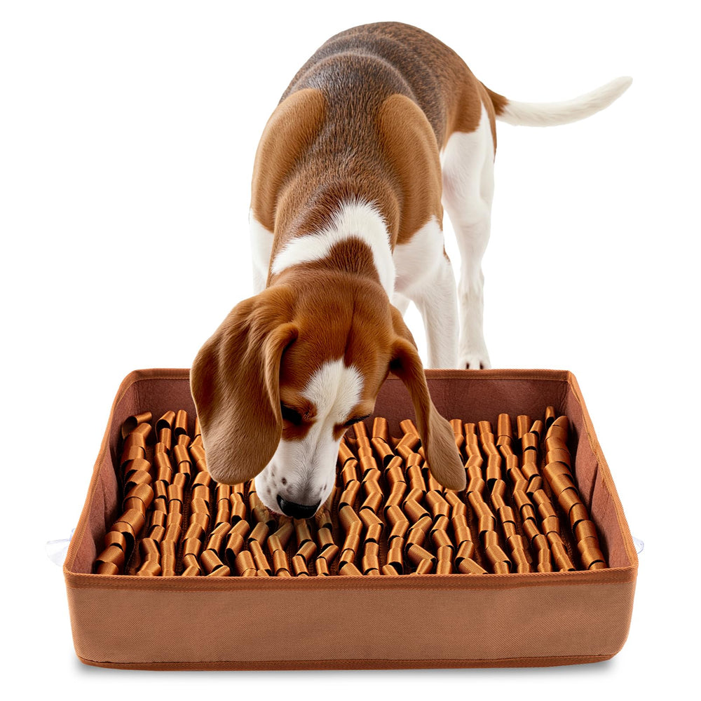 FunFurry tapis-reniflage pour chien brun 17 po x 15 po, stimule l'odorat et l'enrichissement.