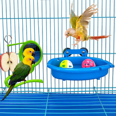 Bain FunMove suspendu sur la cage pour un bain sans débordement.
