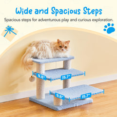 Furcato Escaliers recouverts de peluche bleu, surface douce pour les pattes.