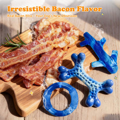 Jouet saveur bacon Furdog bleu, engagement prolongé