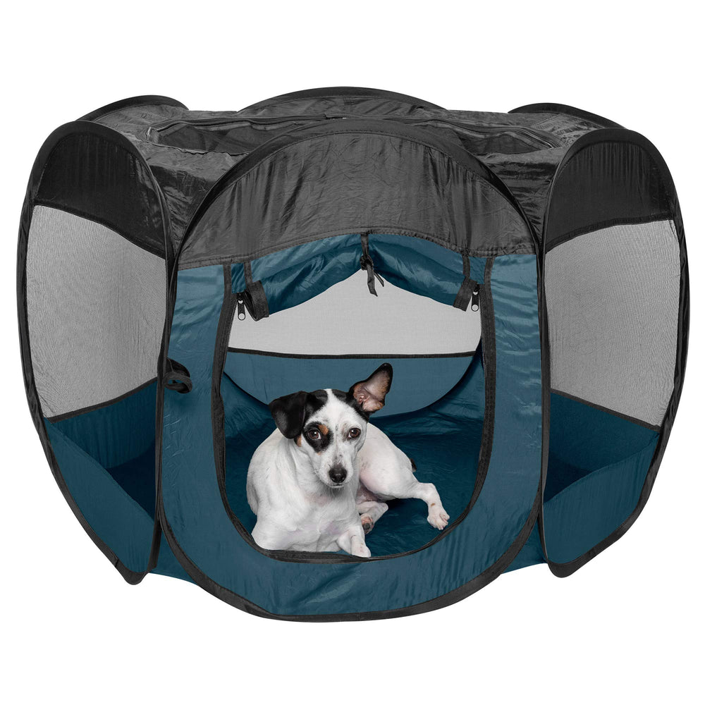 Tente Furhaven pour animaux bleu marine, vue générale, espace sûr et aéré