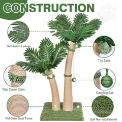 Furlogy arbre-chat palmier 36 pouces, offre un grand espace d’étirement.