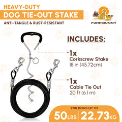 Piquet spiral 18 pouces FURR BUNNY, fixation rapide et fiable.